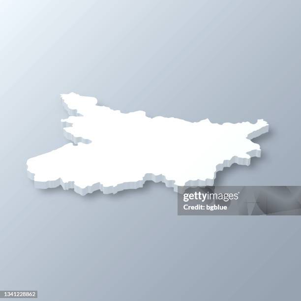 bildbanksillustrationer, clip art samt tecknat material och ikoner med bihar 3d map on gray background - bihar