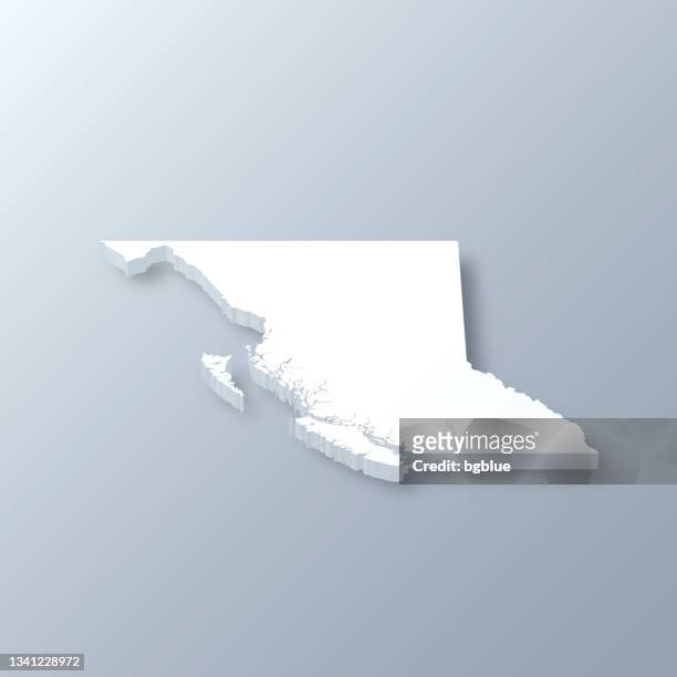 british columbia 3d map on gray background - vancouver stock illustrations