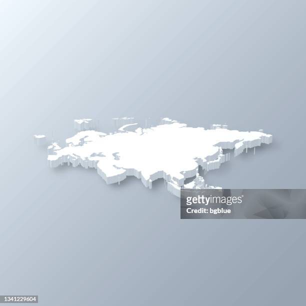 eurasia 3d map on gray background - 3d map of asia stock illustrations