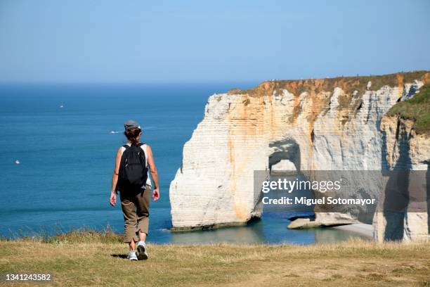 cliffs of etretat - alabaster coast stock pictures, royalty-free photos & images