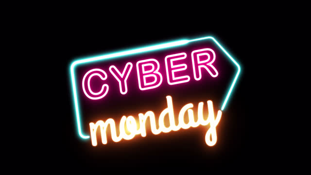 Cyber Monday neon sign banner background for a promo video
