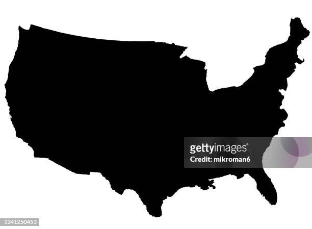 outline of the of united states - mapa imagens e fotografias de stock