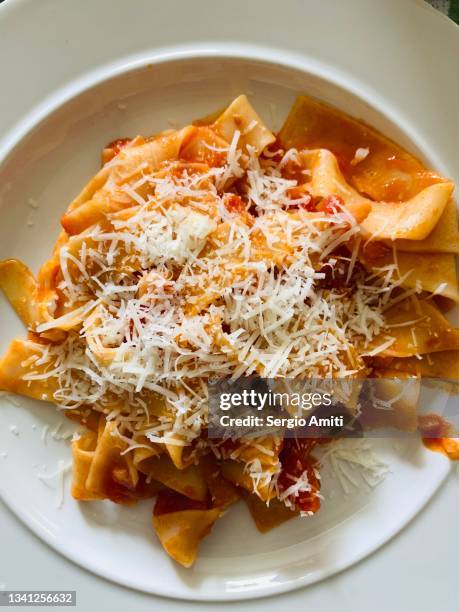 pappardelle all’amatriciana - sheeps milk cheese stock pictures, royalty-free photos & images