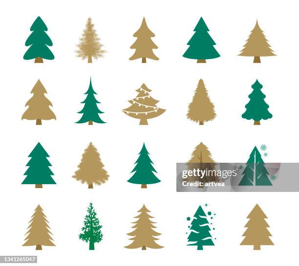 christmas trees set - fir tree stock illustrations