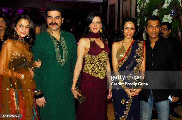 Amrita Arora, Arbaaz Khan, Aditi Govitrikar, Malaika Arora Khan and Vikram Phadnis attend the Riteish Deshmukh and Genelia D'souza's Sangeet ceremony...