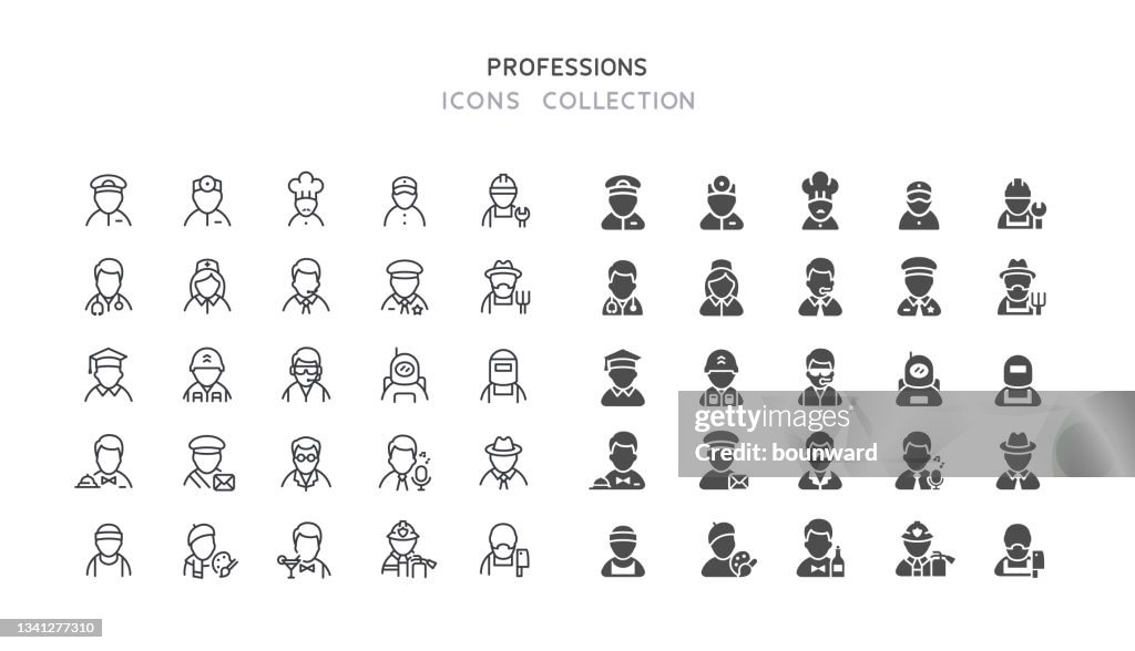 Line & Flat Professions Icons