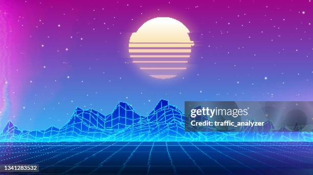 synthwave retro hintergrund - vaporwave stock-grafiken, -clipart, -cartoons und -symbole