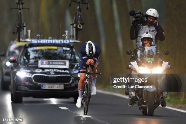 Remi Cavagna of France sprints during the 94th UCI Road World Championships 2021 - Men Elite ITT a 43,3km Individual Time Trial race from...