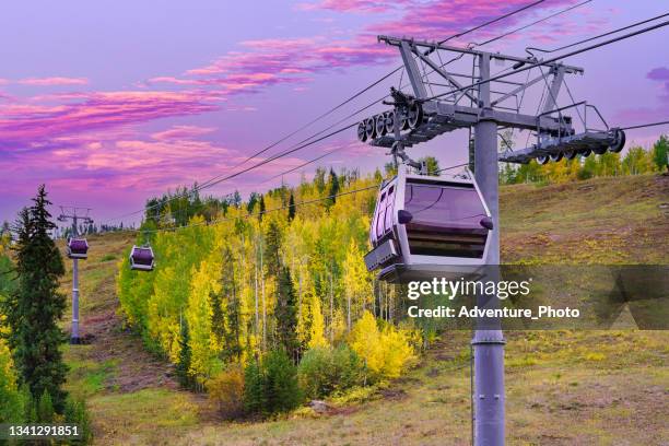 vail gondola in autumn - vail colorado stock pictures, royalty-free photos & images