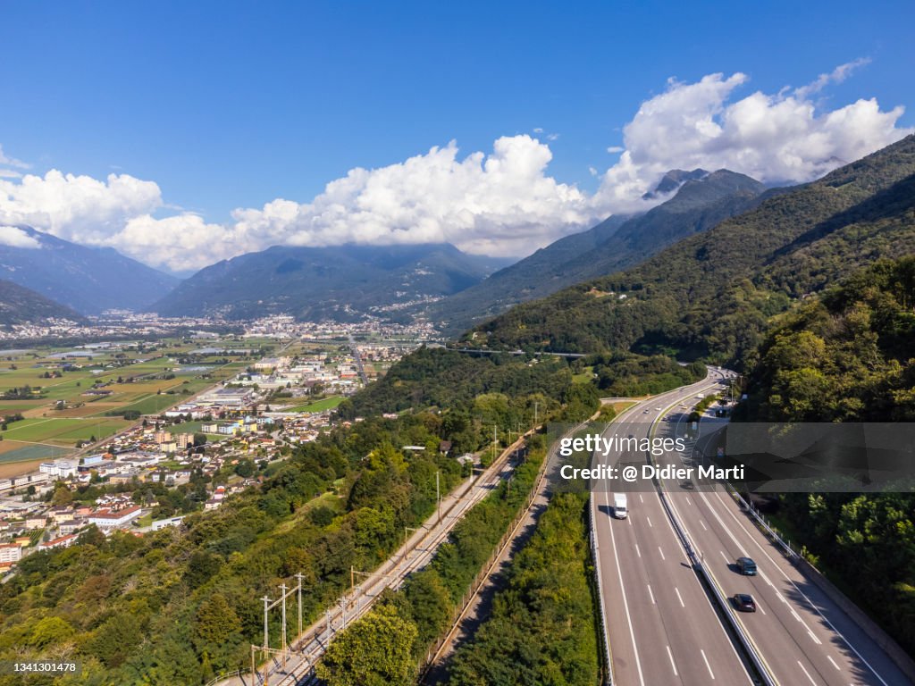 Monte Ceneri mountain highway between Lugano and Bellinzona in Switzerland