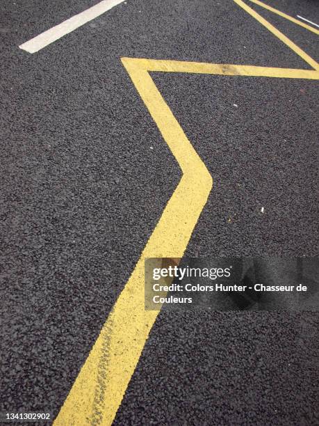 empty street in london with road markings - zigzag stock pictures, royalty-free photos & images