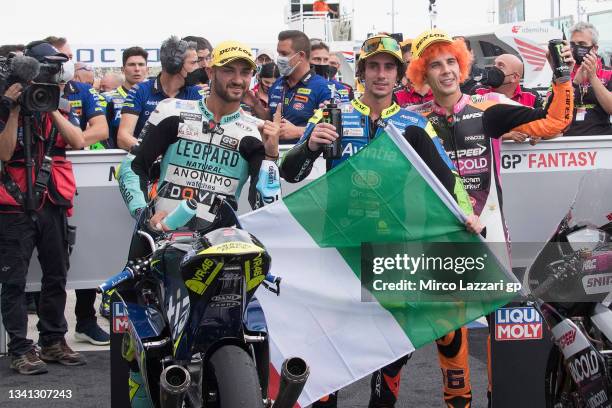 Denis Foggia of Italy and Leopard Racing, Niccolo Antonelli of Italy and Reale Avintia Moto3, Andrea Migno of Italy and Rivacold Snipers Team...