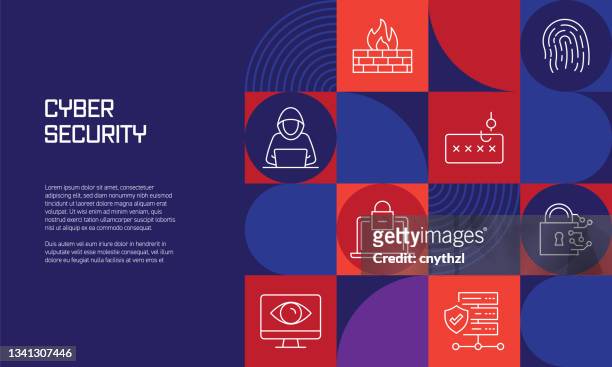 cyber security related design with line icons. simple outline symbol icons. - privacy stock illustrations