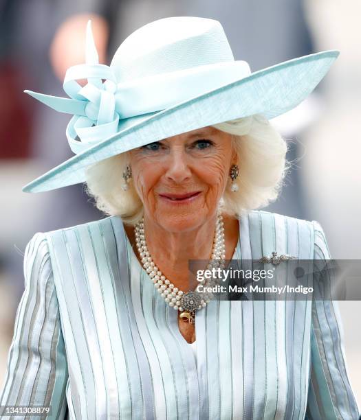 Camilla, Duchess of Cornwall attends the Battle of Britain 81st Anniversary Service of Thanksgiving and Rededication at Westminster Abbey on...