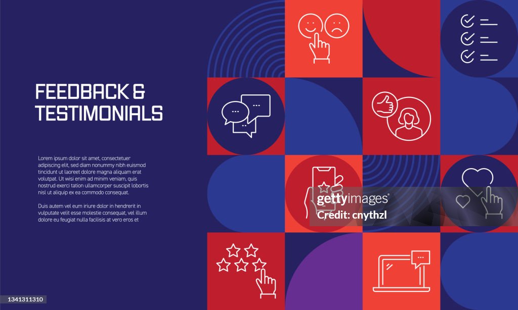 Feedback and Testimonials Related Design with Line Icons. Simple Outline Symbol Icons.