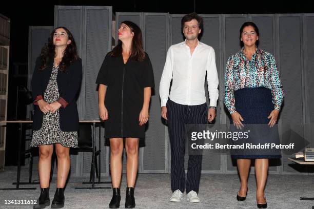 Actresse Noemie Develay-Ressiguier, stage director Pauline Susini, co-adaptation Antoine Mory and actress and co-adaptation Cristiana Reali...