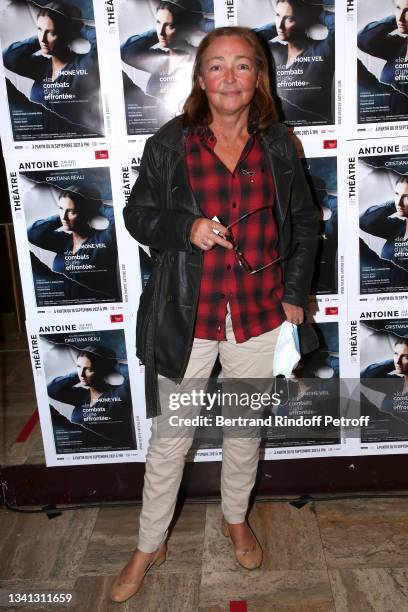 Actress Catherine Frot attends the "Simone Veil - Les combats d'une effrontée" Theater Play at "Theatre Antoine" on September 19, 2021 in Paris,...