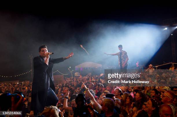 Danny O'Donoghue of the Script performing during Isle Of Wight Festival 2021 at Seaclose Park on September 19, 2021 in Newport, Isle of Wight.