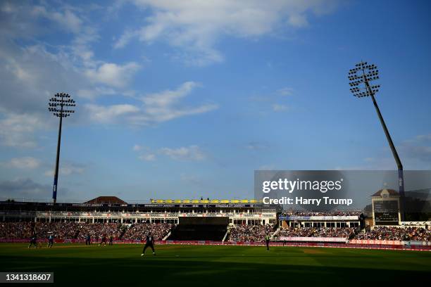 General view of play during the Semi-Final of the Vitality T20 Blast match between Kent Spitfires and Sussex Sharks at Edgbaston on September 18,...