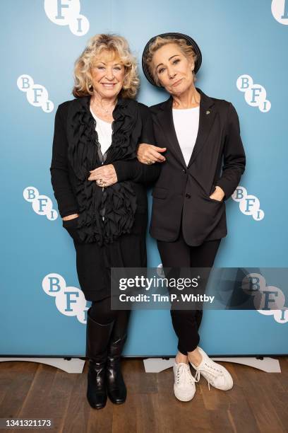 Lynda La Plante and Zoe Wanamaker pose for a photo ahead of the BAFTA-winning author and screenwriter Lynda La Plante being interviewed at BFI...