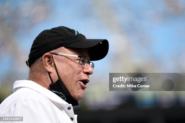 Owner David Tepper of the Carolina Panthers during the game against the New Orleans Saints at Bank of America Stadium on September 19, 2021 in...