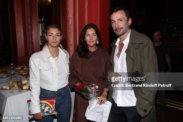 Actors Cristiana Reali , Michael Cohen and a guest attend the "Simone Veil - Les combats d'une effrontée" Theater Play at "Theatre Antoine" on...