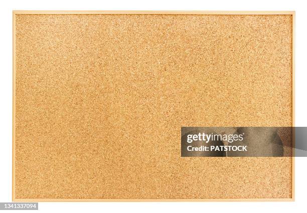 framed corkboard isolated on white background. - sughero foto e immagini stock