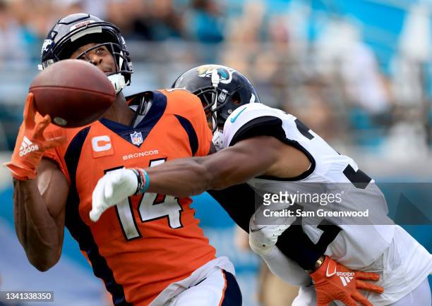 Jacksonville Jaguars cornerback Tyson Campbell (32) during an NFL football  game against the Denver Broncos at