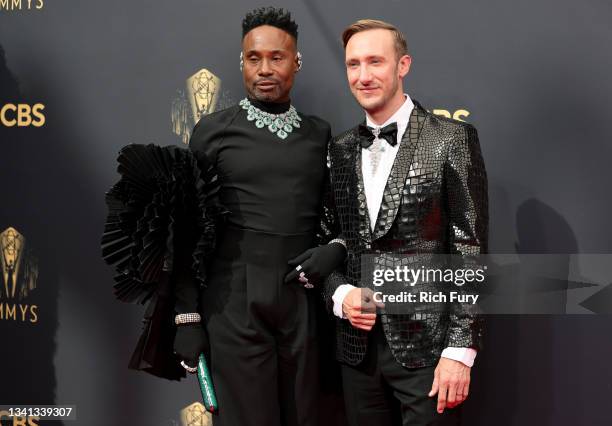 Billy Porter and Adam Smith attend the 73rd Primetime Emmy Awards at L.A. LIVE on September 19, 2021 in Los Angeles, California.