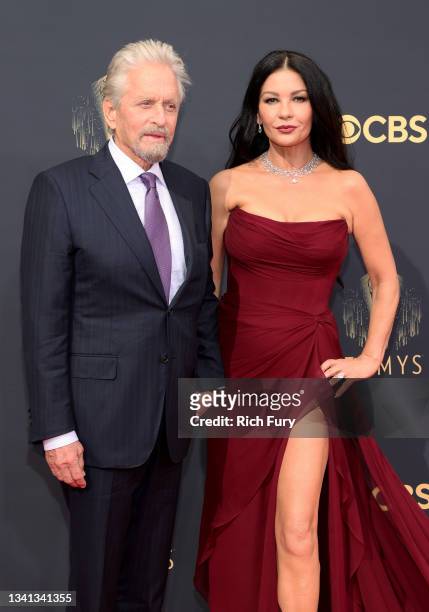 Michael Douglas and Catherine Zeta-Jones attend the 73rd Primetime Emmy Awards at L.A. LIVE on September 19, 2021 in Los Angeles, California.