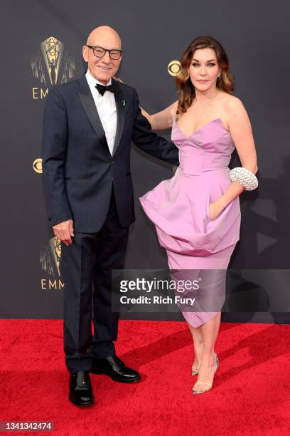 Patrick Stewart and Sunny Ozell attend the 73rd Primetime Emmy Awards at L.A. LIVE on September 19, 2021 in Los Angeles, California.