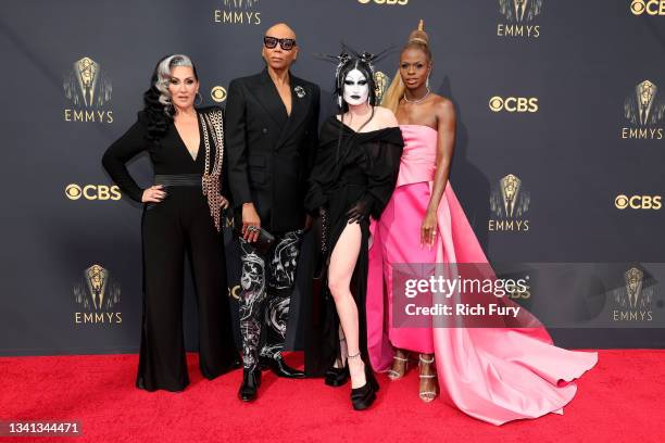 Michelle Visage, RuPaul, Gottmik, and Symone attend the 73rd Primetime Emmy Awards at L.A. LIVE on September 19, 2021 in Los Angeles, California.