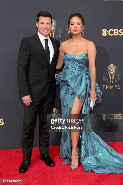 Nick Lachey and Vanessa Lachey attend the 73rd Primetime Emmy Awards at L.A. LIVE on September 19, 2021 in Los Angeles, California.