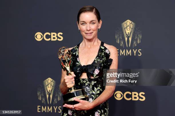 Julianne Nicholson, winner of the Outstanding Supporting Actress In A Limited Or Anthology Series Or Movie award for ‘Mare Of Easttown,’ poses in the...