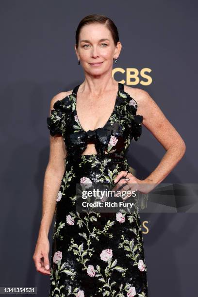 Julianne Nicholson, winner of the Outstanding Supporting Actress In A Limited Or Anthology Series Or Movie award for ‘Mare Of Easttown,’ poses in the...