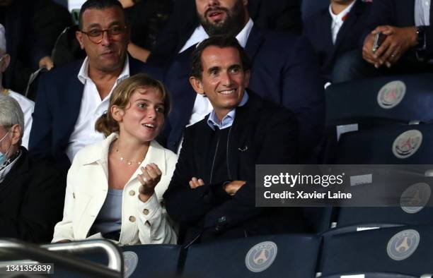 Alexandre Bompard attends the Ligue 1 Uber Eats match between Paris Saint-Germain and Lyon at Parc des Princes on September 19, 2021 in Paris, France.