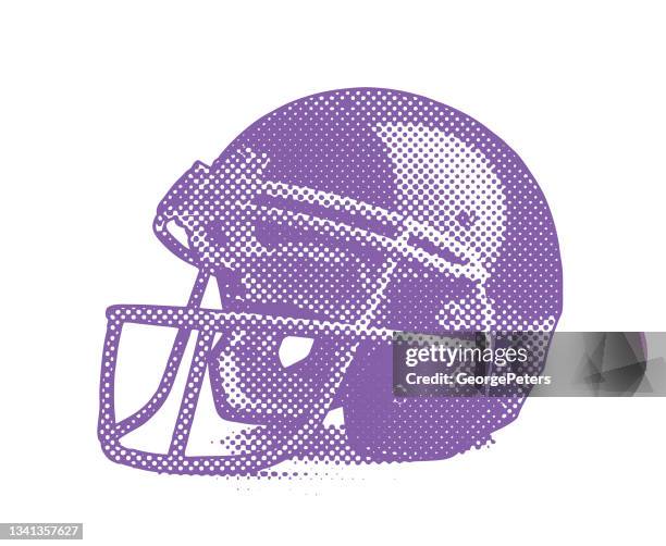 american football helm mit halbtonpunktmuster - helm stock-grafiken, -clipart, -cartoons und -symbole