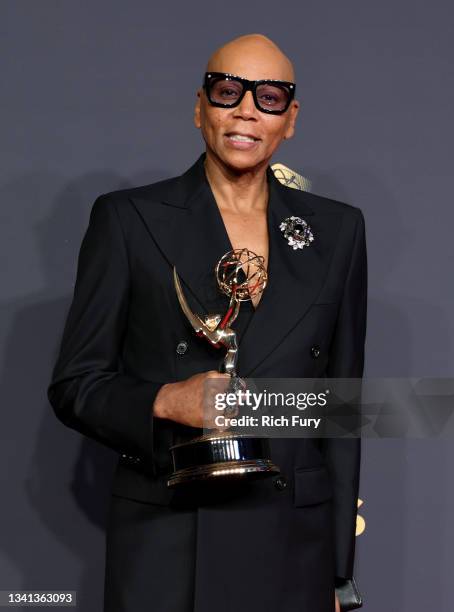 RuPaul, winner of the Outstanding Competition Program award for 'RuPaul's Drag Race,' poses in the press room during the 73rd Primetime Emmy Awards...