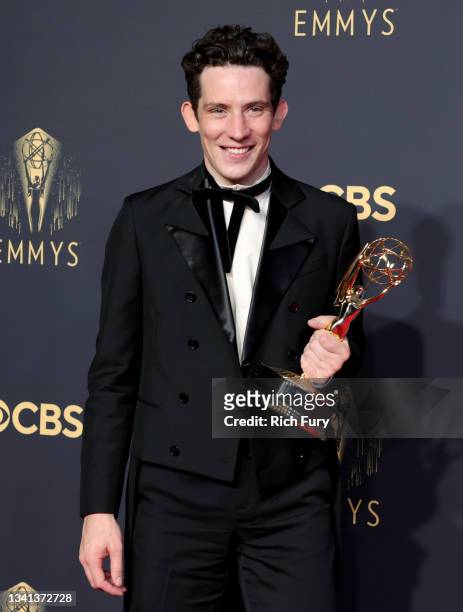 Josh O'Connor, winner of the Outstanding Lead Actor In A Drama Series award for ‘The Crown,’ poses in the press room during the 73rd Primetime Emmy...
