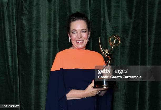 Olivia Colman with her Emmy award for 'Outstanding Lead Actress for a Drama Series', at the "The Crown" 73rd Primetime Emmys Celebration at Soho...