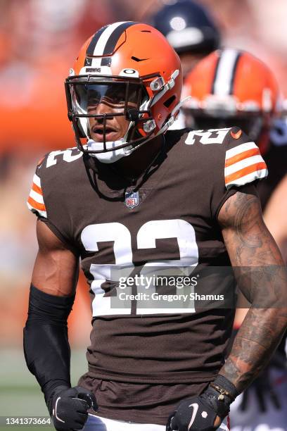 Grant Delpit of the Cleveland Browns plays against the Houston Texans at FirstEnergy Stadium on September 19, 2021 in Cleveland, Ohio. Cleveland won...
