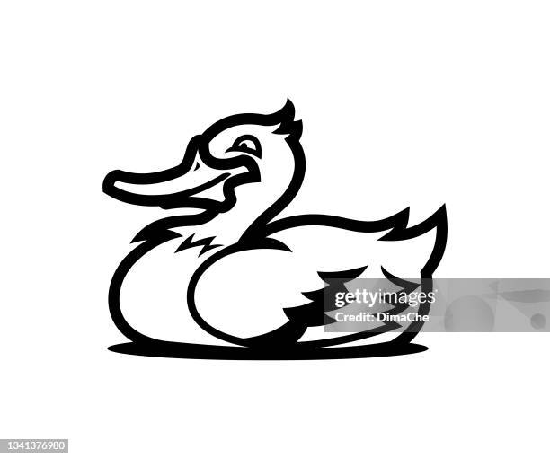 cute duck cut out silhouette - swamp water stock illustrations