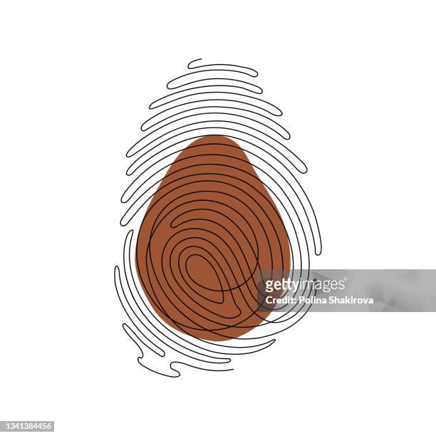 black fingerprint vector illustration - one line drawing abstract line art stock illustrations
