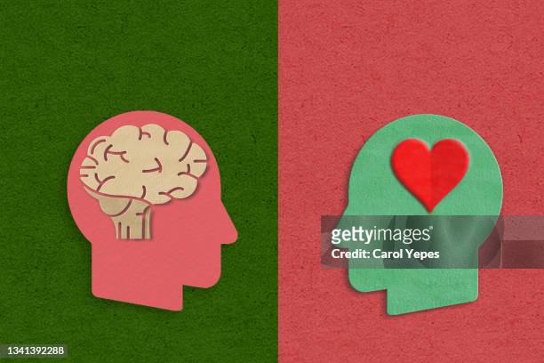 iq versus eq - right cerebral hemisphere stockfoto's en -beelden