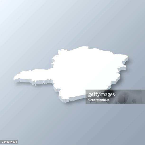 minas gerais 3d map on gray background - minas gerais state stock illustrations