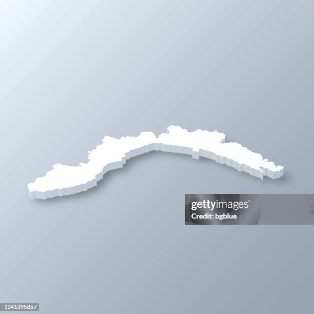liguria 3d map on gray background - liguria stock illustrations
