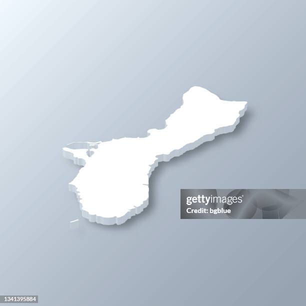 guam 3d map on gray background - guam stock illustrations