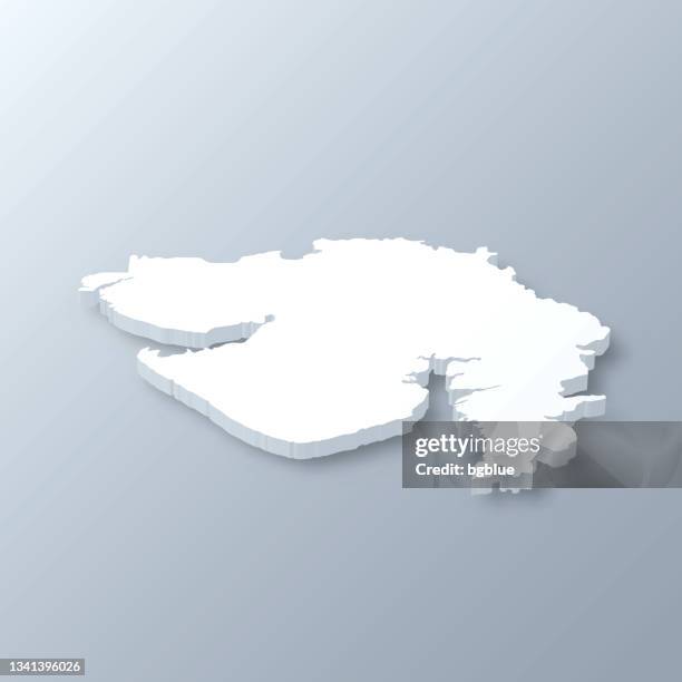 gujarat 3d map on gray background - gujarat stock illustrations