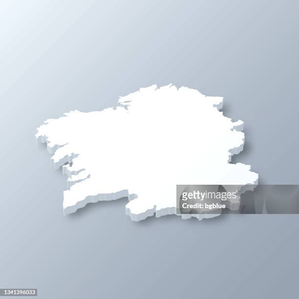 ilustraciones, imágenes clip art, dibujos animados e iconos de stock de mapa 3d de galicia sobre fondo gris - santiago de compostela