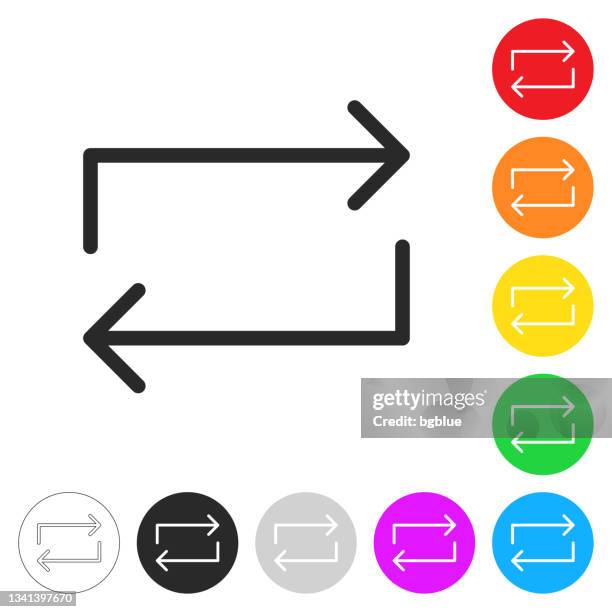 repeat. flat icons on buttons in different colors - group same direction stock illustrations